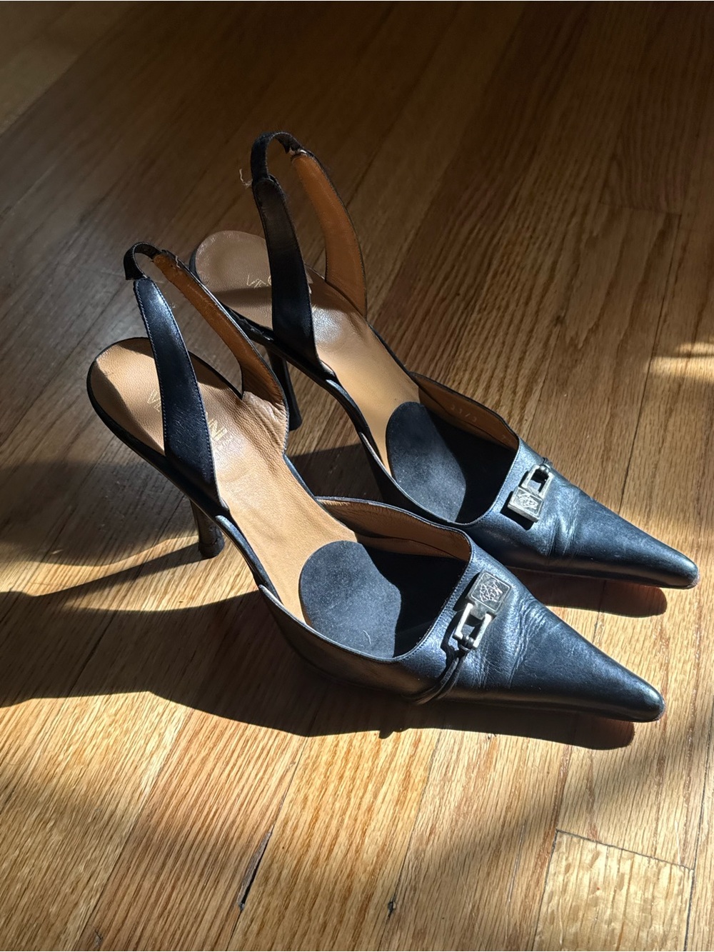 Gianni Versace Leather Slingback Pointed-Toe Heels